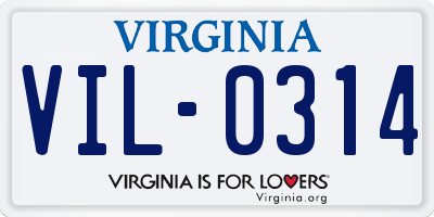 VA license plate VIL0314