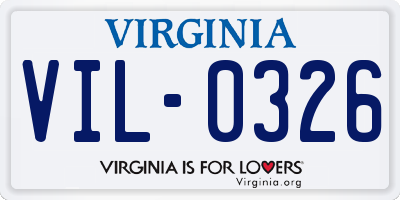 VA license plate VIL0326
