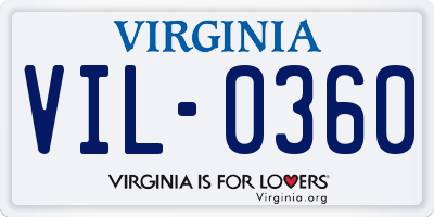 VA license plate VIL0360