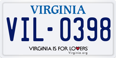 VA license plate VIL0398