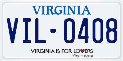 VA license plate VIL0408