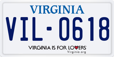 VA license plate VIL0618