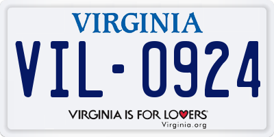 VA license plate VIL0924