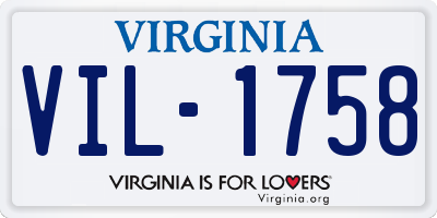 VA license plate VIL1758