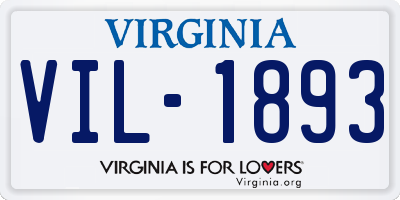 VA license plate VIL1893