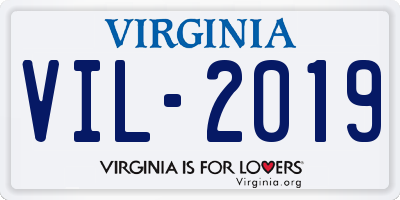 VA license plate VIL2019