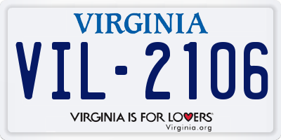 VA license plate VIL2106