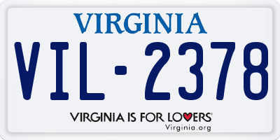 VA license plate VIL2378