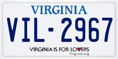 VA license plate VIL2967