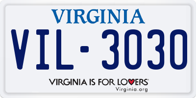 VA license plate VIL3030