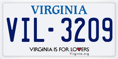 VA license plate VIL3209