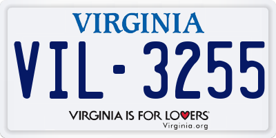 VA license plate VIL3255