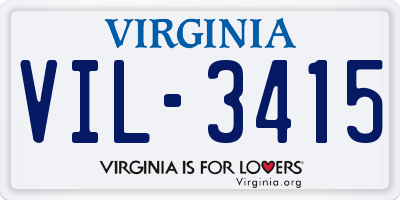 VA license plate VIL3415