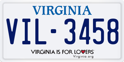VA license plate VIL3458