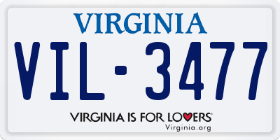 VA license plate VIL3477