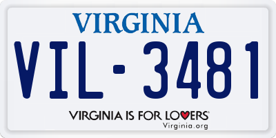 VA license plate VIL3481