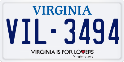 VA license plate VIL3494