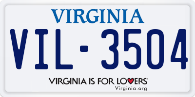 VA license plate VIL3504