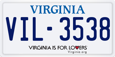 VA license plate VIL3538
