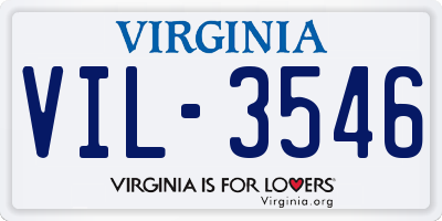 VA license plate VIL3546