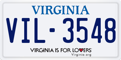VA license plate VIL3548