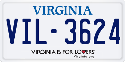 VA license plate VIL3624
