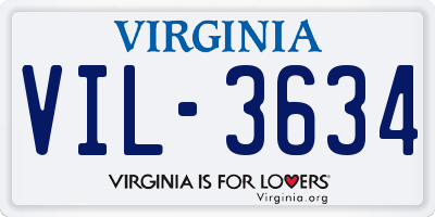 VA license plate VIL3634