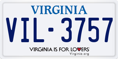 VA license plate VIL3757