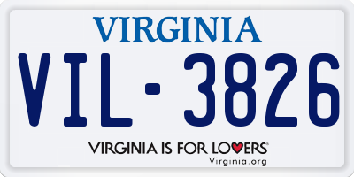 VA license plate VIL3826