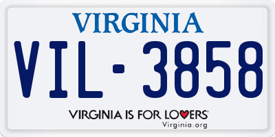 VA license plate VIL3858