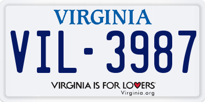 VA license plate VIL3987