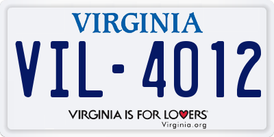 VA license plate VIL4012