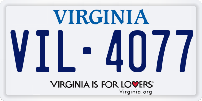 VA license plate VIL4077