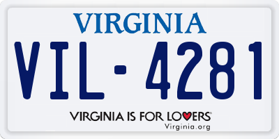 VA license plate VIL4281