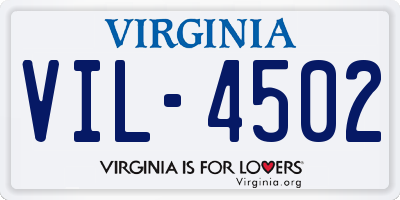 VA license plate VIL4502