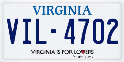 VA license plate VIL4702