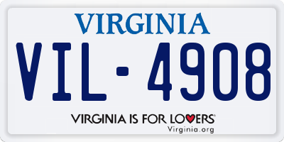 VA license plate VIL4908