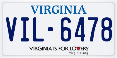 VA license plate VIL6478