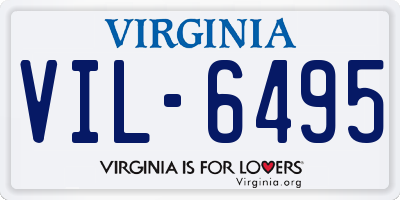 VA license plate VIL6495