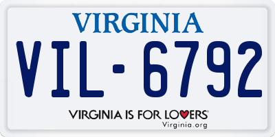VA license plate VIL6792