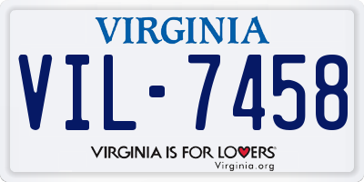 VA license plate VIL7458