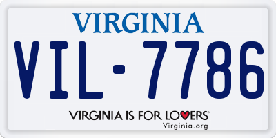VA license plate VIL7786