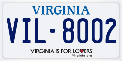 VA license plate VIL8002