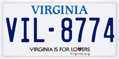 VA license plate VIL8774