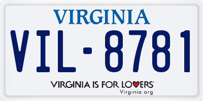 VA license plate VIL8781