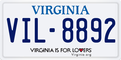VA license plate VIL8892