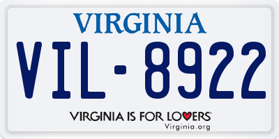 VA license plate VIL8922