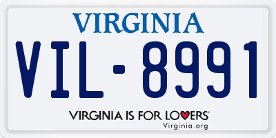 VA license plate VIL8991