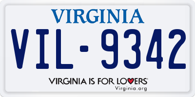VA license plate VIL9342