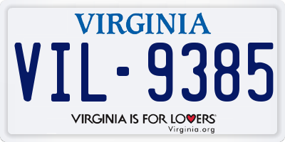 VA license plate VIL9385